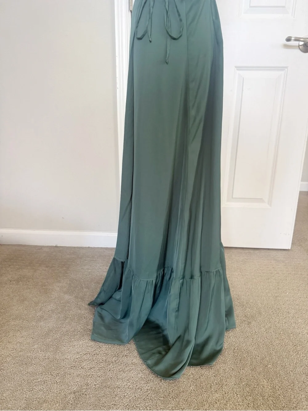 Abercrombie & Fitch Tie-Shoulder Satin Wrap Maxi Dress Size Medium